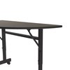 Correll Deluxe Adjustable Height Flip Top Training Table, 24" W, 48" L, Melamine Laminate Top, Walnut FT2448MR-01